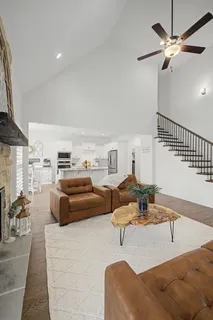 a living room with furniture