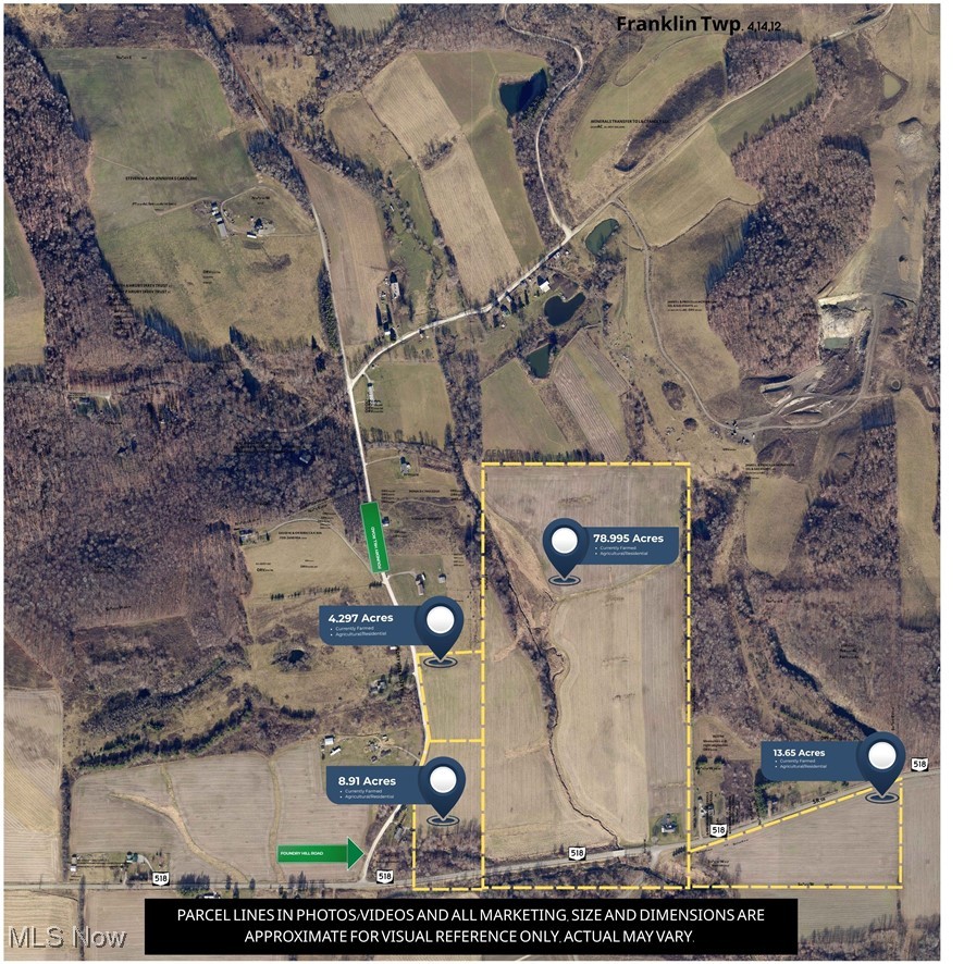Foundry Hill Road Hanoverton, OH 44423 - Photo 8 of 8 PARCEL LINES IN PHOTO (SIZE AND DIMENSION) ARE APPROXIMATE, ACTUAL MAY VARY