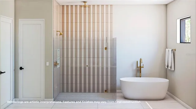 a bathroom with a bathtub