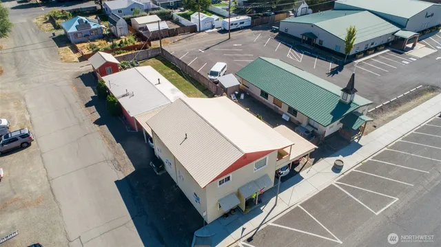 an aerial view of a house