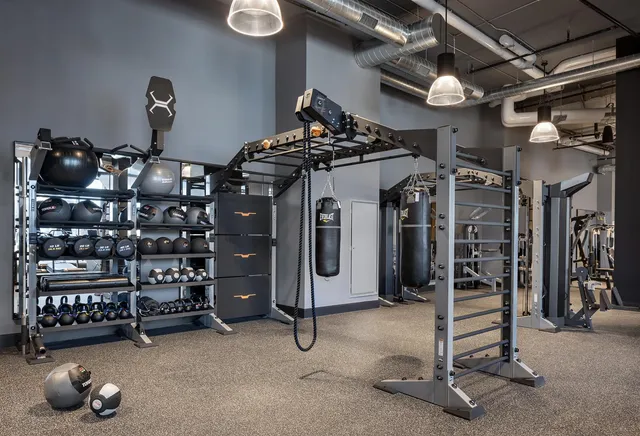 a view of a room with gym equipment