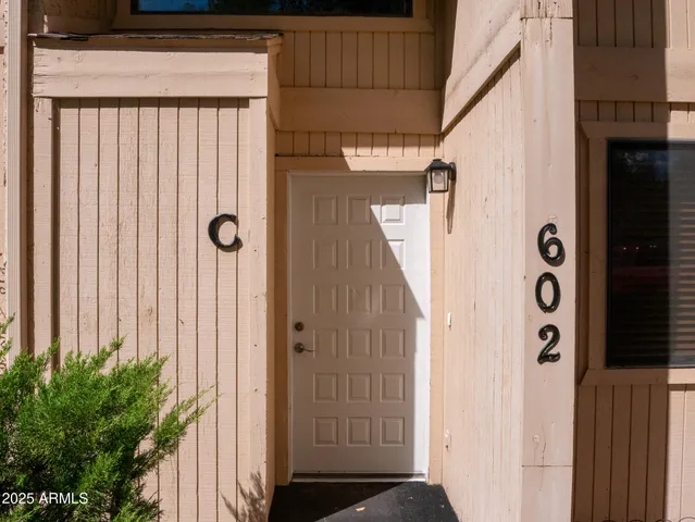 a view of a wooden door