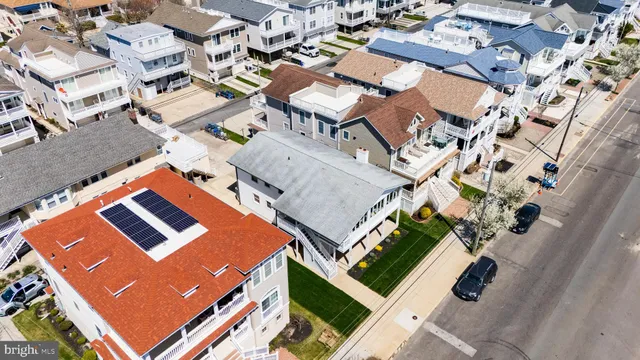 an aerial view of a with roof deck