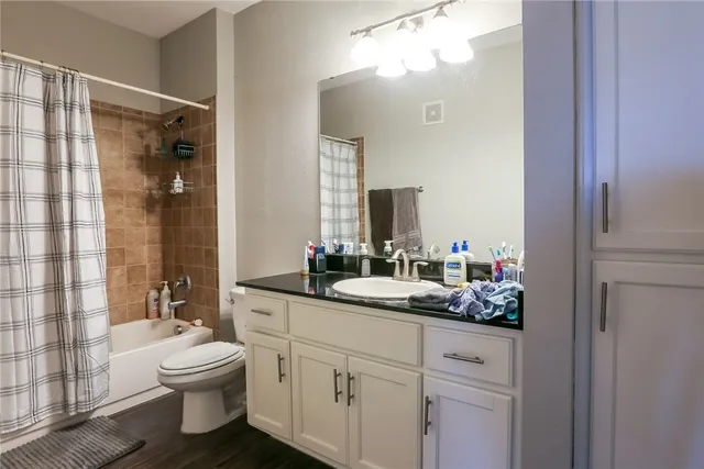 a bathroom with a toilet a sink and mirror