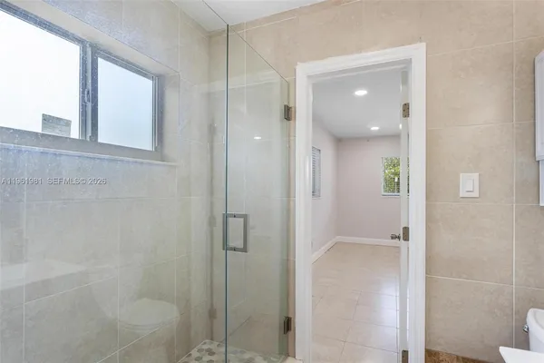 a bathroom with a shower