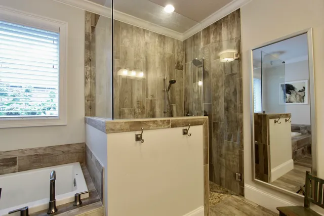 a bathroom with a shower