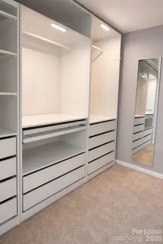a view of an empty walk in closet