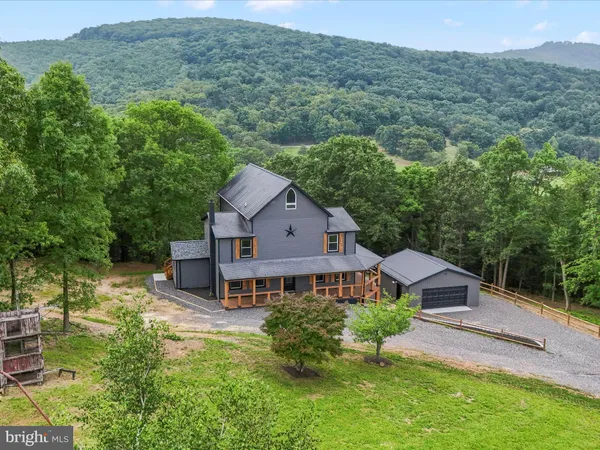 an aerial view of a house