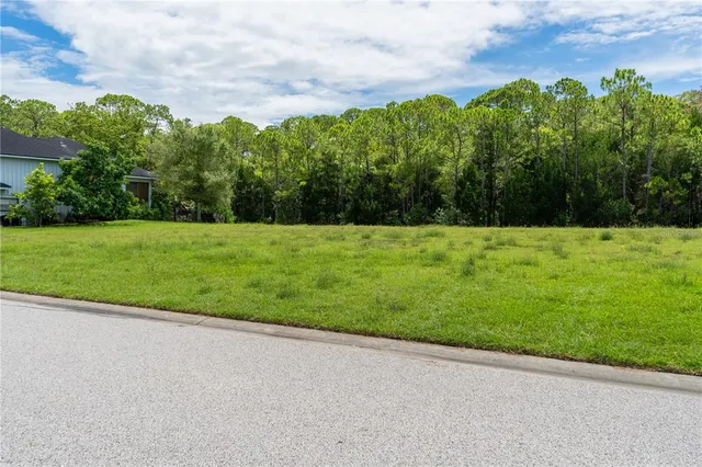 a view of a field with an trees