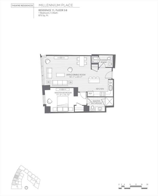 580 Washington Street, Unit 611 Boston, MA 02111 - Photo 38 of 39 a picture of a floor plan