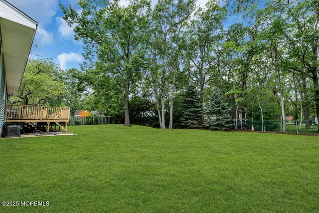 a view of a grassy field with trees