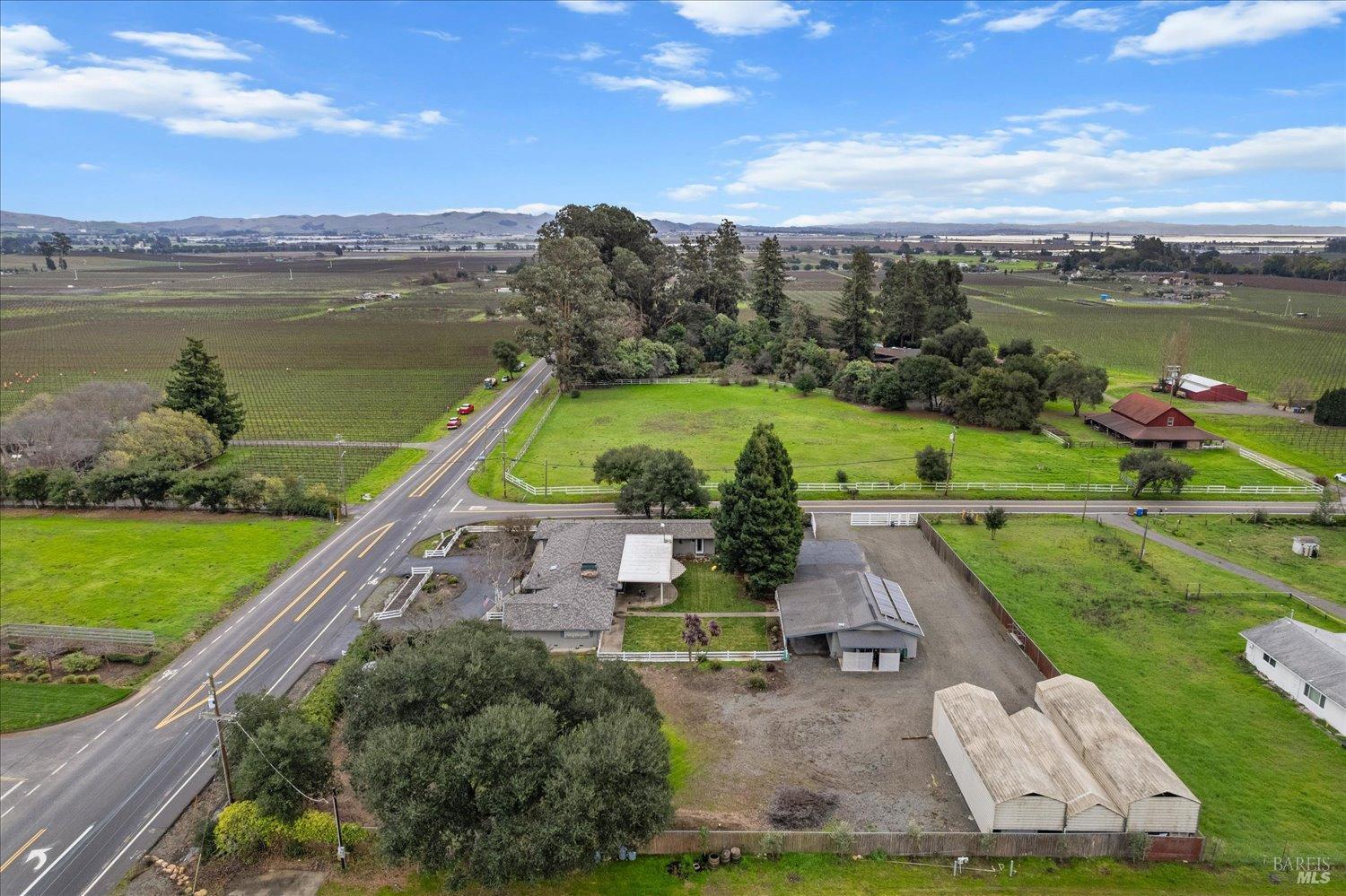 a view of a lake with a garden