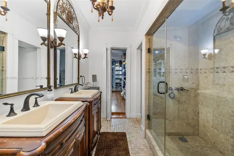 a view of a living room and bathroom
