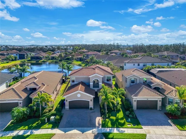 an aerial view of a house with a garden