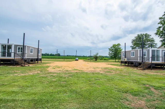 a house view with a garden space
