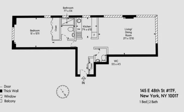 $969,000 | 145 East 48th Street, Unit 17F | Midtown East