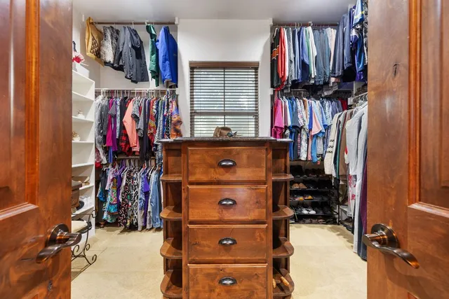 a living room with a bath tub and a shower