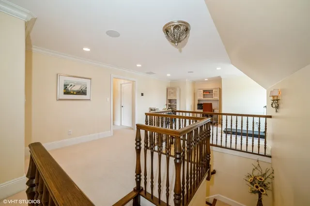 a view of a hallway with workspace