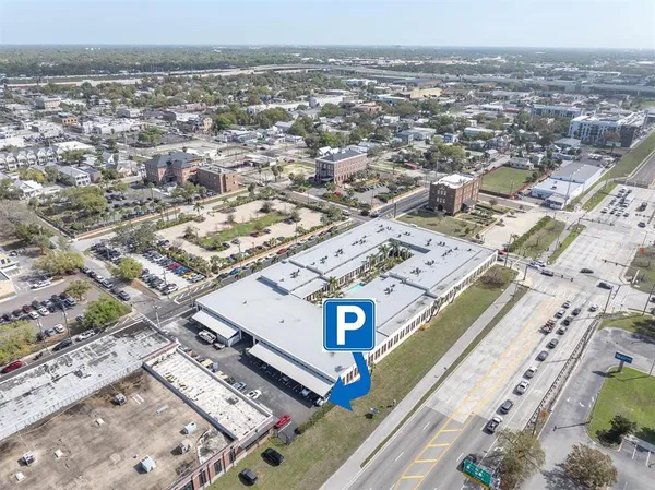 an aerial view of a city