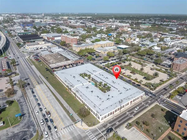 an aerial view of a city