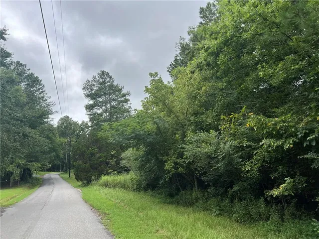 a view of a street with a trees in the background