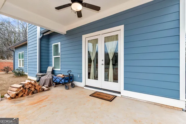 a view of a chairs in a patio