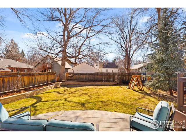 a swimming pool with outdoor seating and yard