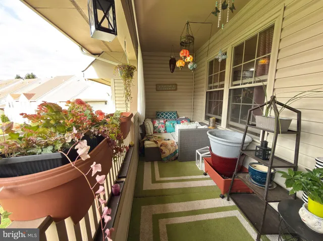 a building outdoor space with patio furniture