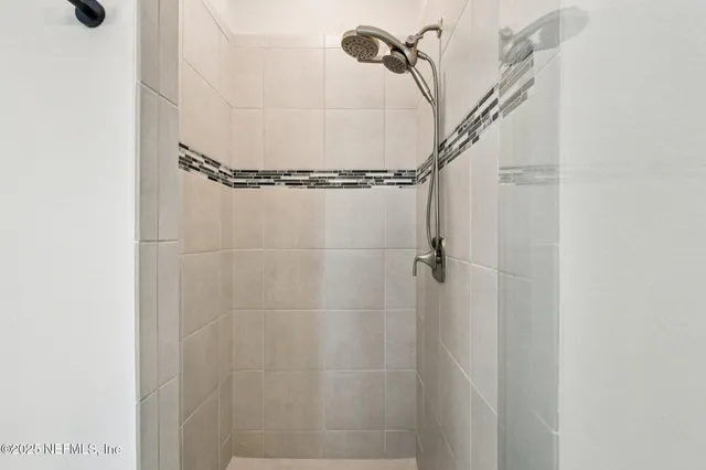 a view of a room with racks on the wall