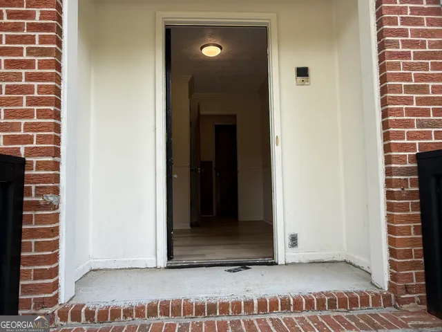 a view of wooden door