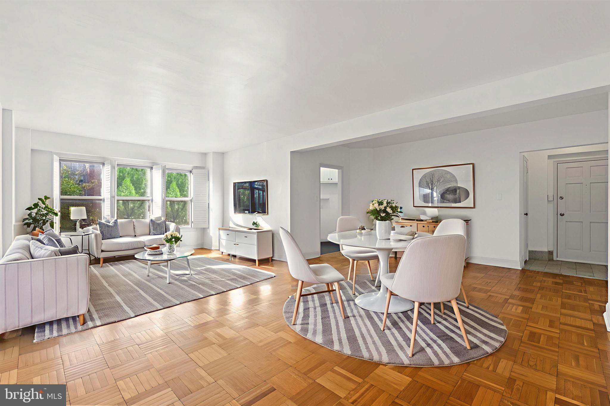 Bright, open dining and living room