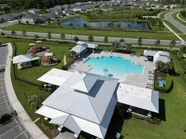 a swimming pool with a yard