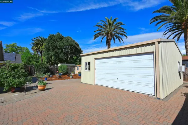 a row of palm trees in front of yellow house