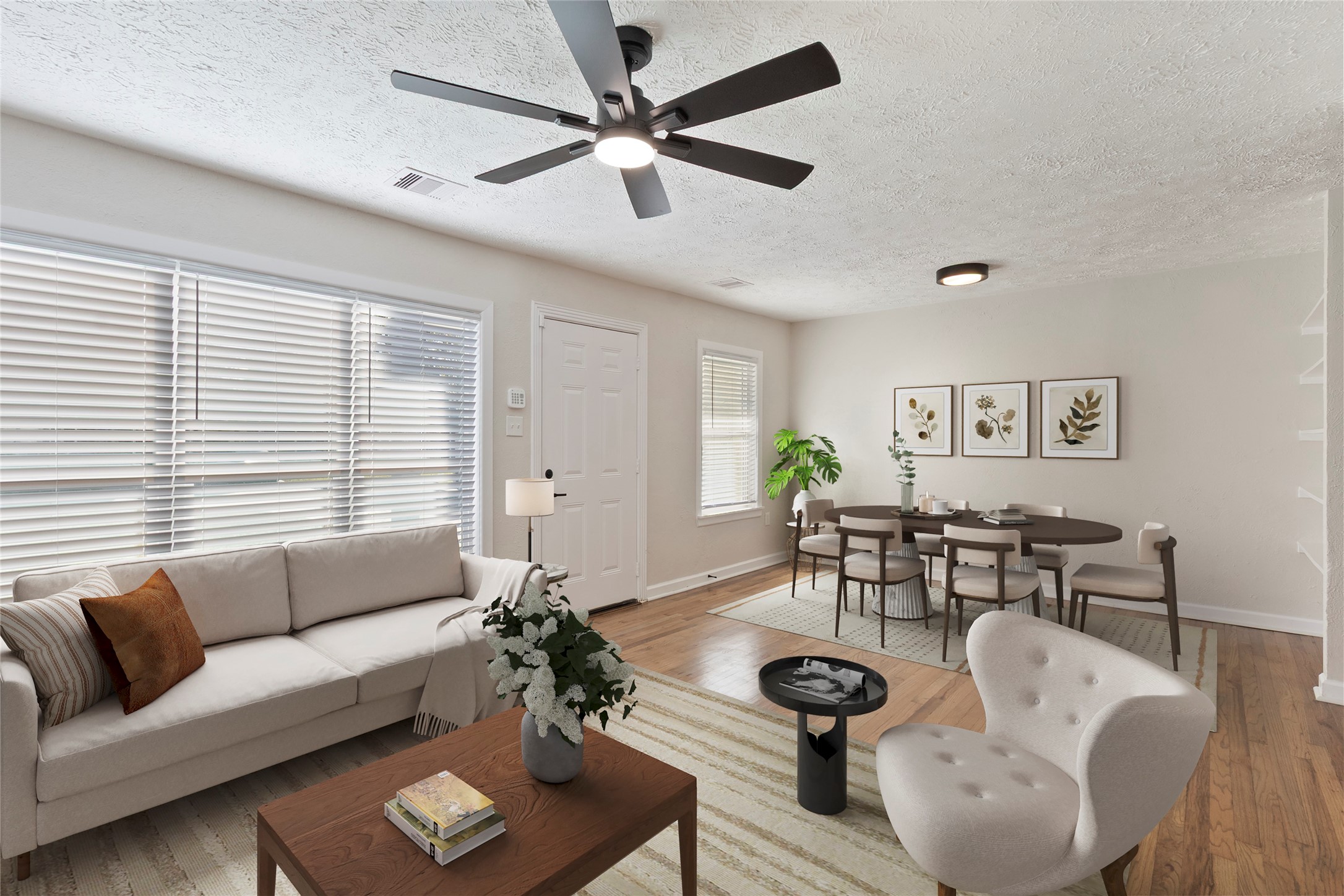 Virtually stage living and dining room