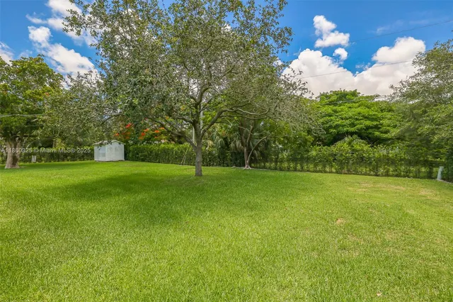 a view of a golf course with a trees