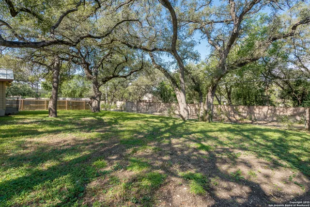 a view of a house with a yard and large trees