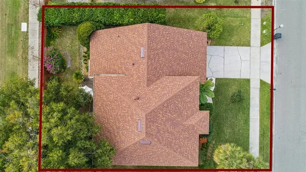 an aerial view of a house
