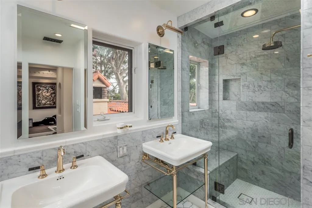 901 Highland Avenue Del Mar, CA 92014 - Photo 14 of 25 a bathroom with a sink shower and a mirror
