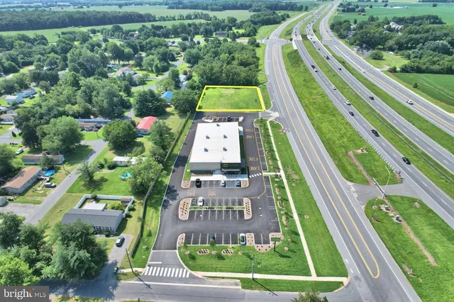 a view of a yard with yellow lighting