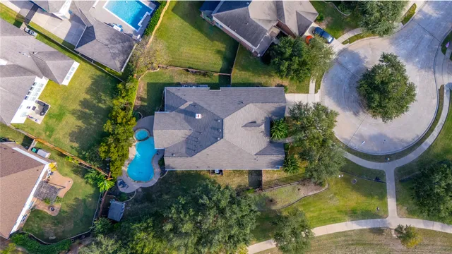 an aerial view of a house