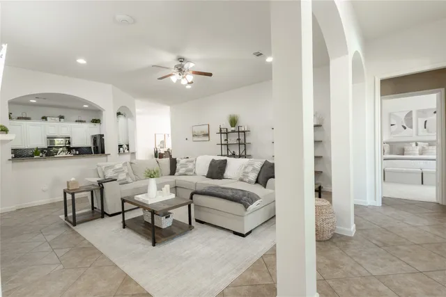 a bedroom with a bed and furniture