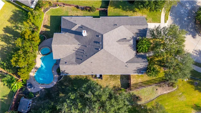 an aerial view of a house