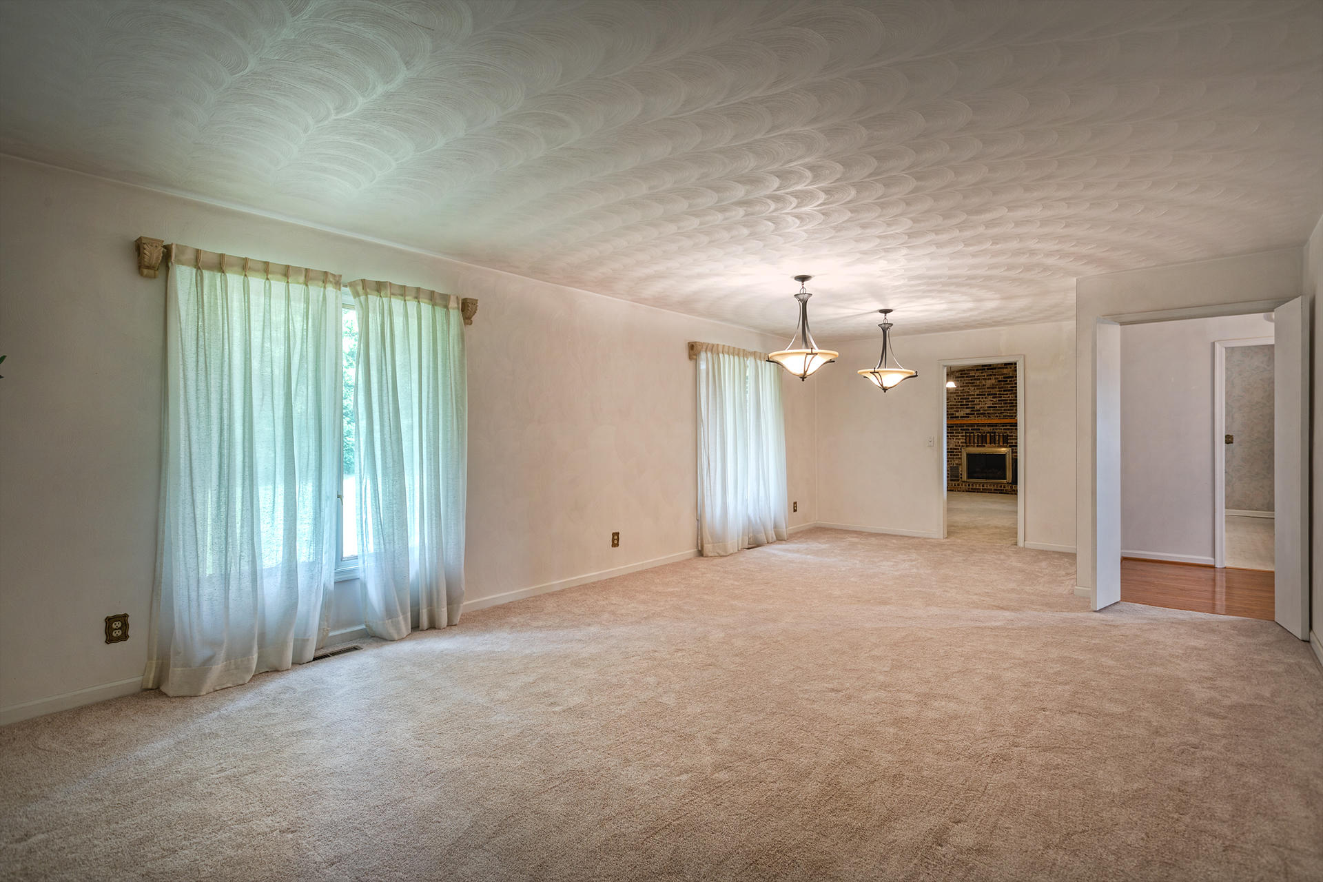 4925 Grape Tree Lane Roanoke, VA 24018 - Photo 13 of 27 an empty room with a chandelier fan and windows