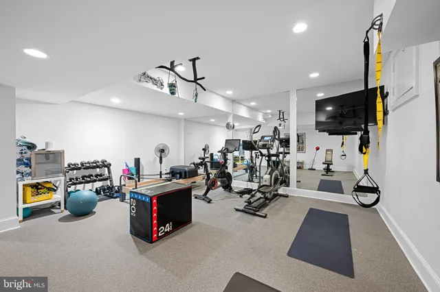 a view of an outside dining space with furniture