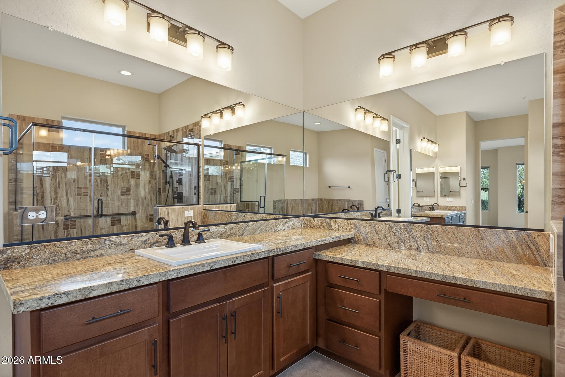 17662 Blaze Lane Rio Verde, AZ 85263 - Photo 23 of 68 a bathroom with a granite countertop sink and a mirror