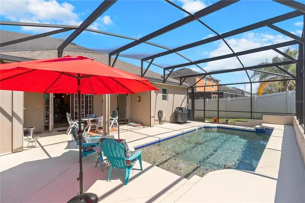 a view of outdoor space with seating