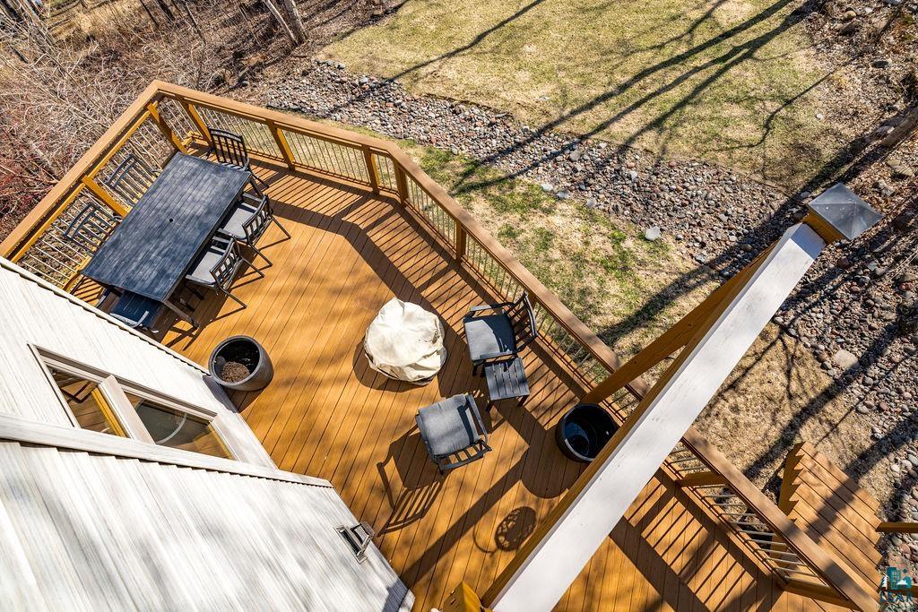 4856 Kingston Street Duluth, MN 55804 - Photo 57 of 88 Spacious multi-level wood-finish deck with a metal baluster railing system