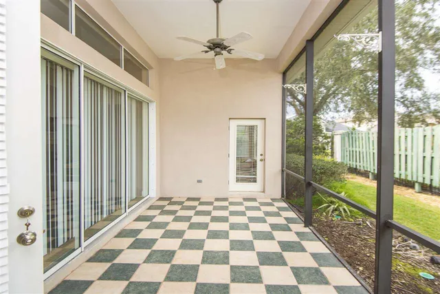 a view of a room with a window