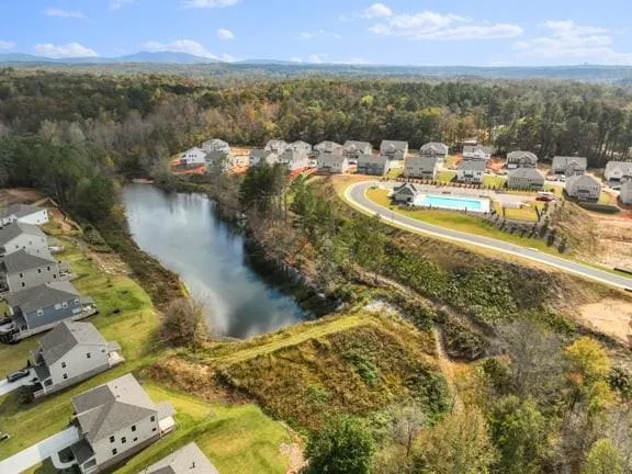 a view of a lake with houses