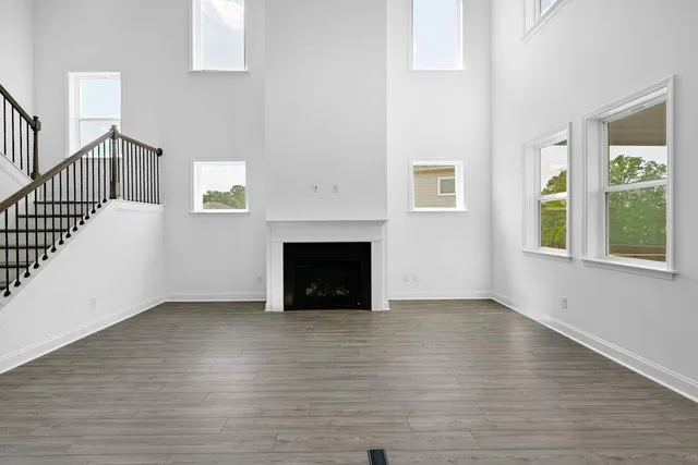 a view of kitchen with wooden floor